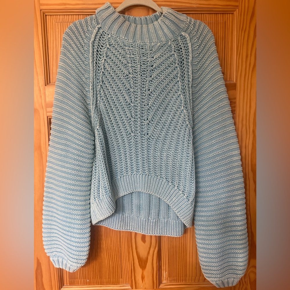 Free People Light Blue Cowl Neck Sweater